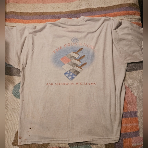 Vintage Sherwin Williams Painters Work T Shirt Men's XL Stained Destroyed - Picture 5 of 5